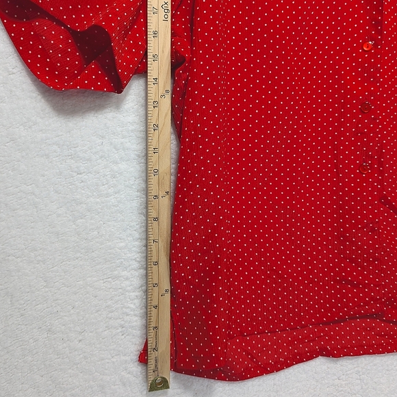 4/$80 Donnkenny Classic Red White Polkadot Collared Button Up Lightweight Blouse - Picture 8 of 9